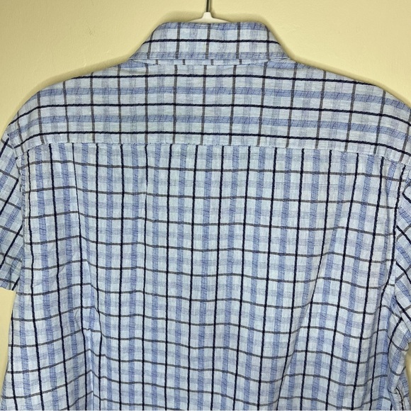 English Laundry Men’s Blue Plaid Linen Blend Button Up Shirt size large - Picture 10 of 10
